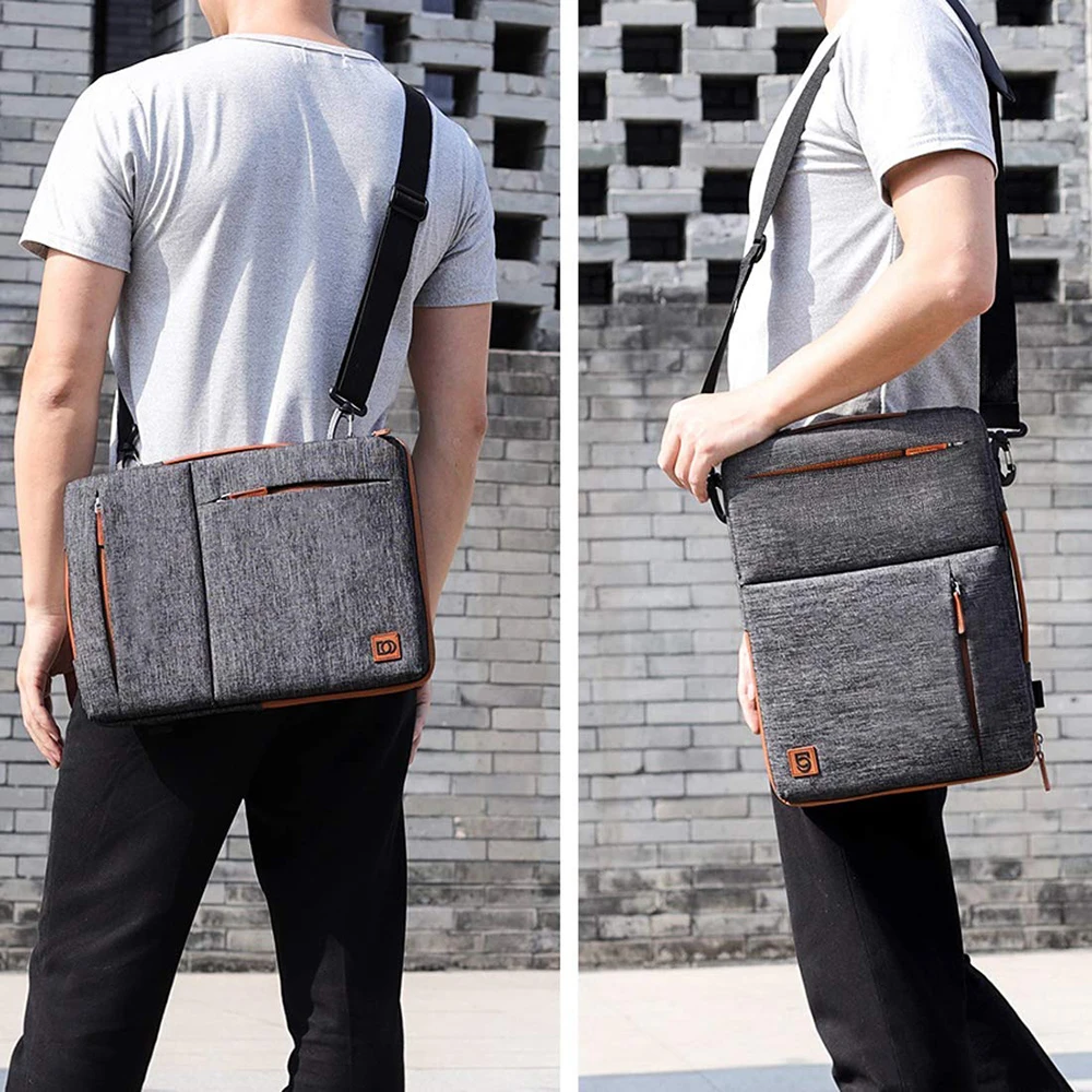 Imagem -06 - Domiso Bolsa de Laptop Multifuncional com Alça para Laptop 10 13 14 15.6 17 Portátil à Prova de Choque Cinza