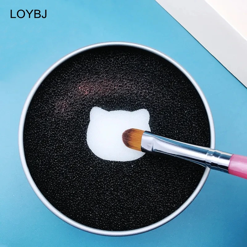 LOYBJ Makeup Brushes Cleaner Sponge Box Dry Cleaning Tool Blush Eyeshadow Eyebrow Powder Brush No-wash Quick Remove Appliance