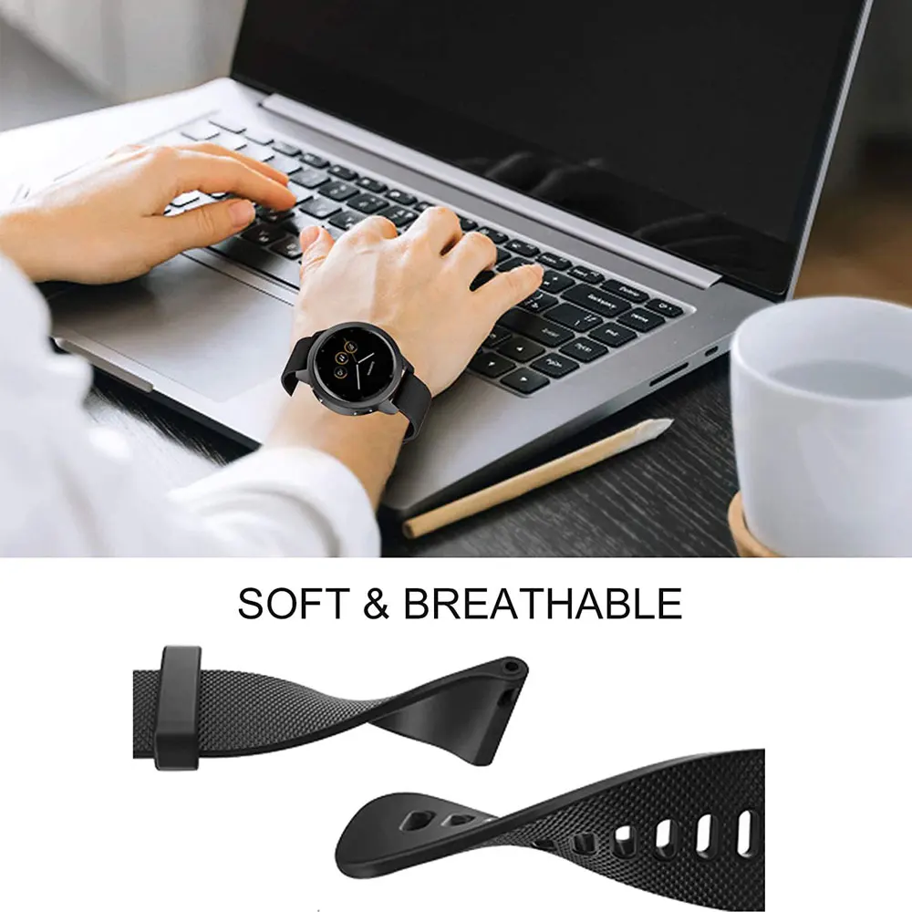 18mm pulseira de relógio para garmin vivomove 3s silicone pulseira para nokia withings aço hr acessórios relógio