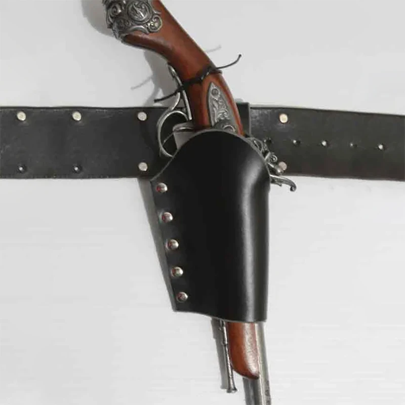 

Flintlock Pistol Holster Renaissance Pirate Costume Larp Privateer Freebooter Leather Gun Pouch Western Explorer Sailing Captain