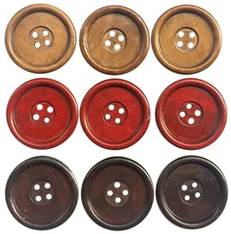 6/18pcs/pack 40mm Natural Wood Round Piping Wooden Buttons Coffee DIY Sewing Scrapbooking For Clothes Handmade 4 Holes