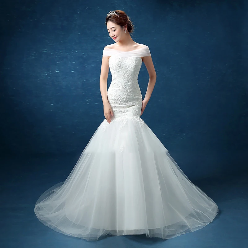 Abiti da sposa Illusion scollo a v corto Tulle pizzo ricamo perle spalle scoperte abito da sposa da donna di lusso al pavimento GB183