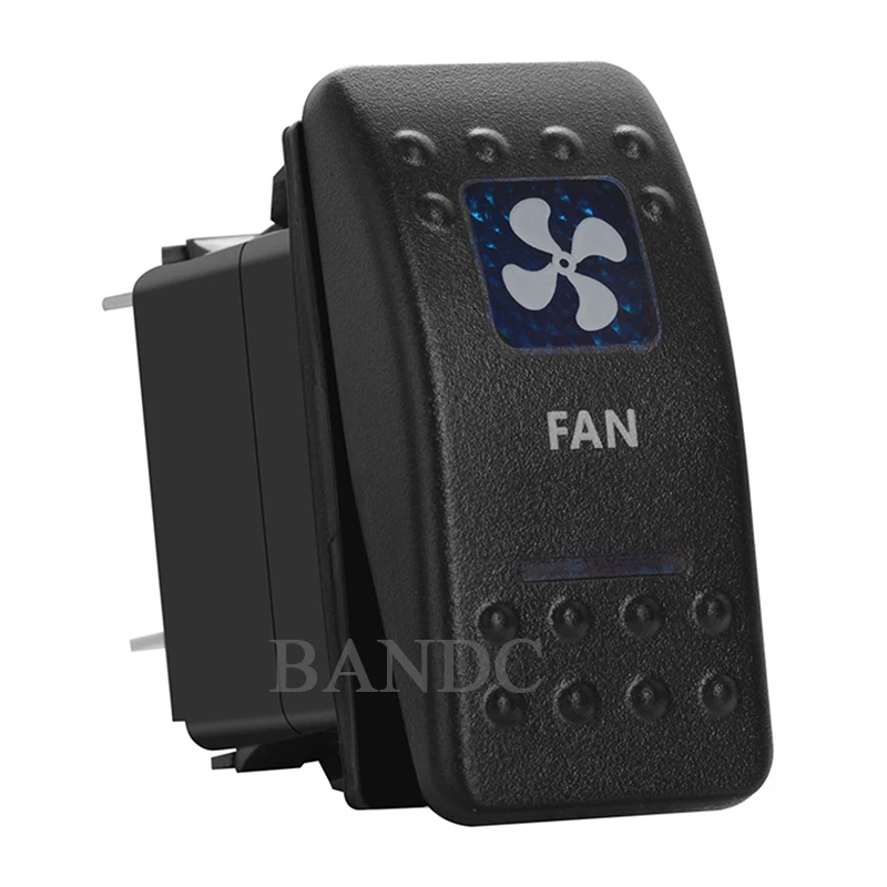 Fan Pattern Rocker Switch 5P SPST On-Off Illuminated Blue Led Light for Car Boat Bus Truck RV Yacht, Auto Accessories