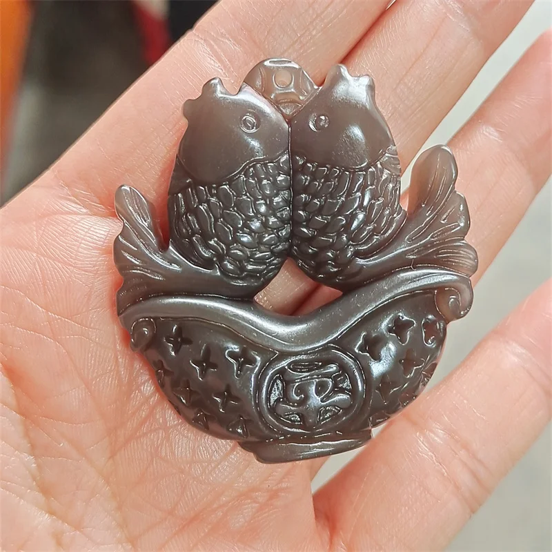 Hot Selling Natural Handcarve Jade Pisces Necklace Pendant Fashion Jewelry Accessories Men Women Luck Gifts