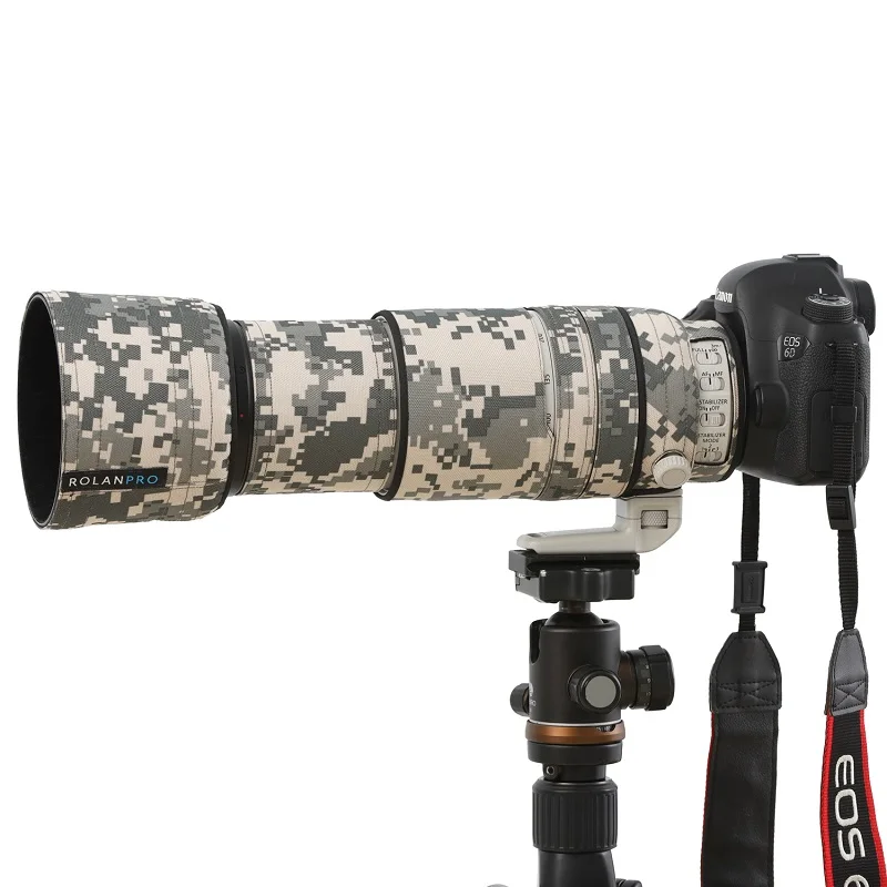 ROLANPRO Camouflage Lens Coat for Canon EF 100-400mm f4.5-5.6 L IS II USM Lens Protective Cover Guns Case Photography Backpack