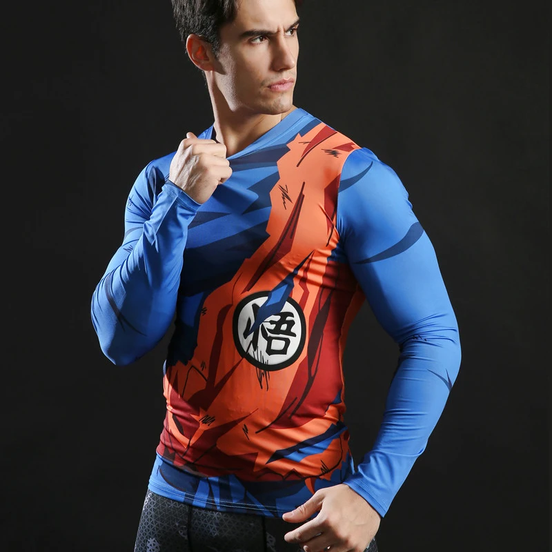 Goku 3D Printed T Shirt Men Compression shirt Comic Cosplay Clothing Sports Quicking Dry Fitness Long Sleeve Summer Tops Male