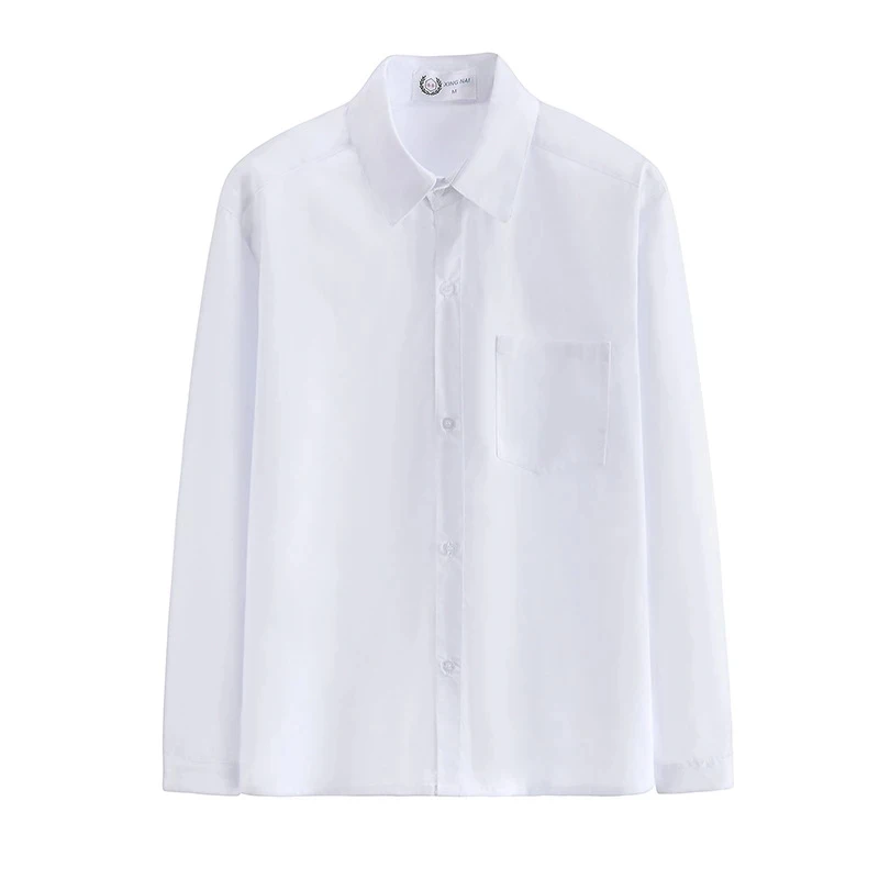 Uniforme escolar coreano para niños, camisa de viento universitario Jk, cuello en V, uniforme de trabajo de manga larga, Tops para estudiantes, camisa blanca suelta, novedad de verano