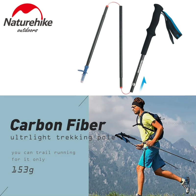 Naturehike Trekking Poles Carbon Fibers Walking Stick Camping Outdoor Accessories Folding Ultralight Climbing equip Walking Pole