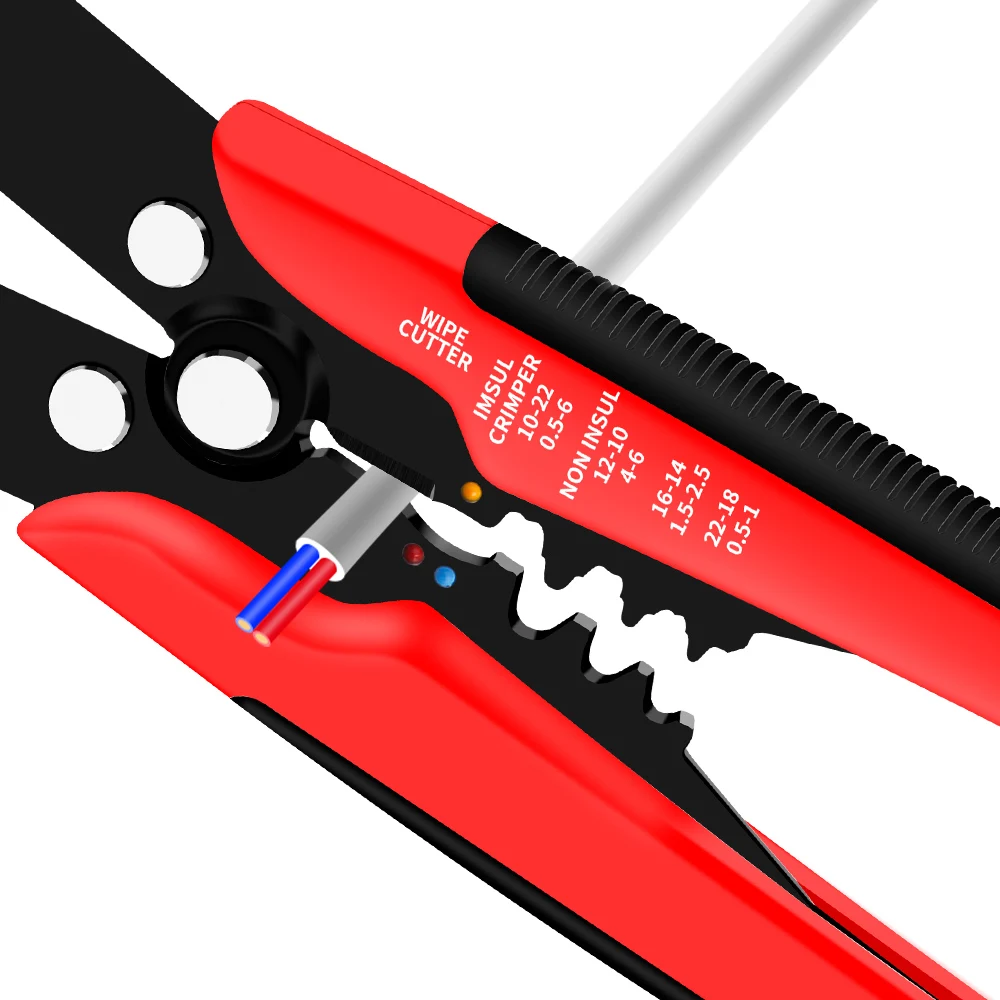 كماشة سلك آلية LUXIANZI 0.5- 6mm2 AWG24 - 10 أداة قطع كابل العقص أداة تجريد مشبك عالي الدقة