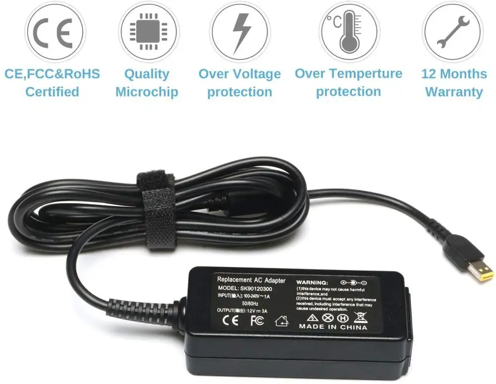 12V 3A small square port New 36W AC Adapter Charger For Lenovo ThinkPad Tablet 10 series Helix 1 2