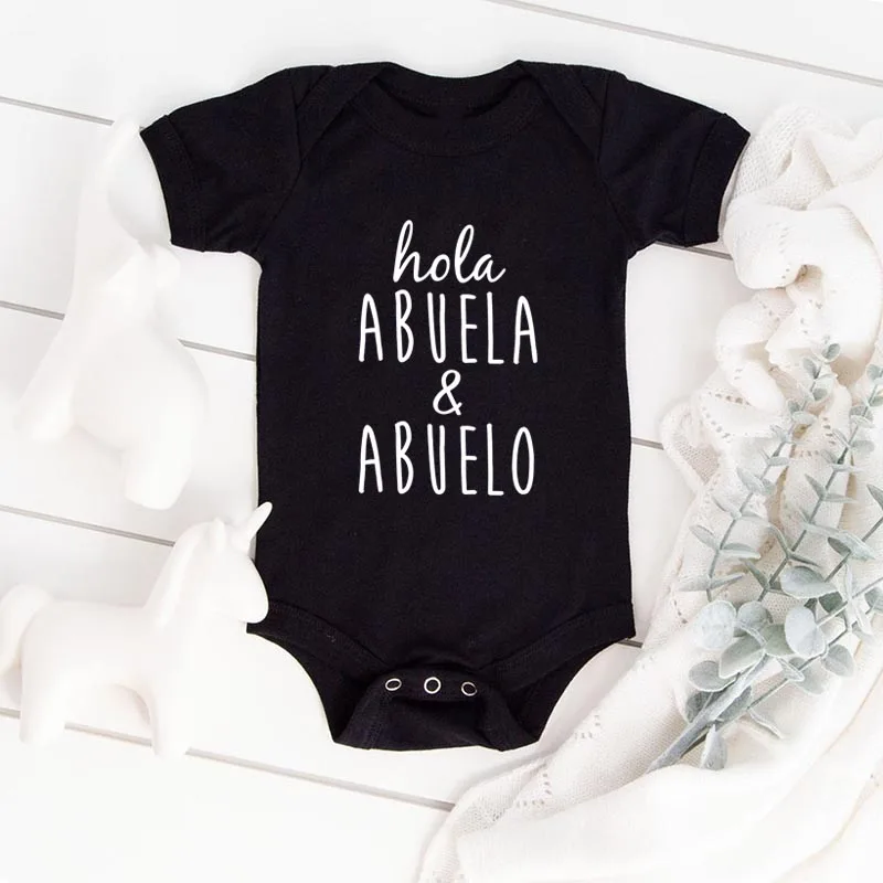 Holy Abuelo Y Abuela Pregnancy Announcement Bodysuit Infant Baby Jumpsuit Announcement To Grandparents Baby Shower Gift