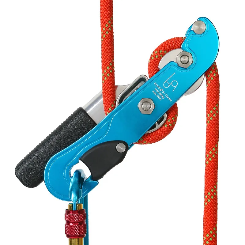 

Professional Rock Climbing Mountaineering Handle-Control Abseiling Device Downhill Descender Rappelling Antomatic Brake