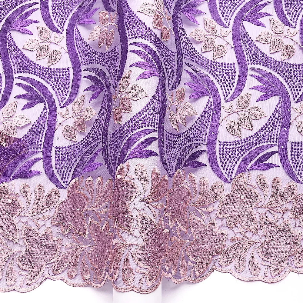 African Lace Fabric 5 Yards Lilac Mesh Net French Lace Fabric 2022 High Quality Swiss Cord Nigerian Lace Fabrics for Wedding