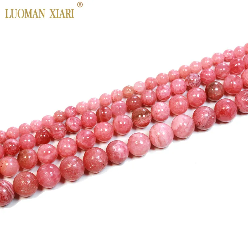 Fine Natural Argentina Rhodochrosite Red Round Stone Beads For Jewelry Making DIY Bracelet 4/6/8/10/12 mm Strand 15\'\'