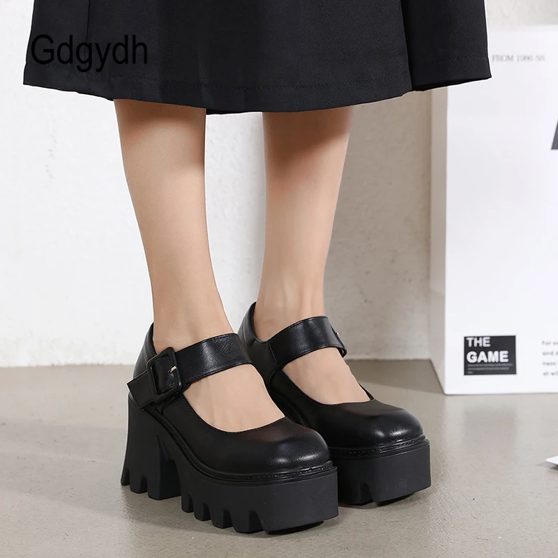 Gdgydh High Quality Rubber Sole Japanese Style Platform Lolita Shoes Women Patent Leather Vintage Soft Sister Girls Shoes School