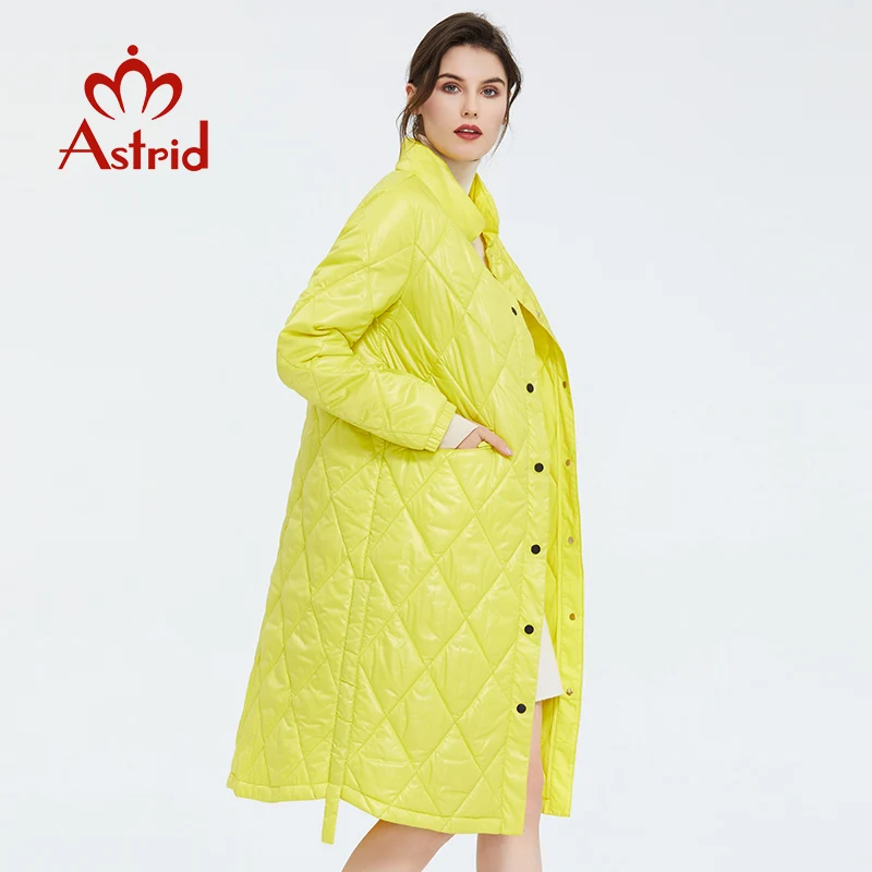 Astrid 2022 Spring Women Parka Coat Warm Jacket Women Thin Cotton Quilted Coat  Standing Collar New Collection  big size ZM-7214