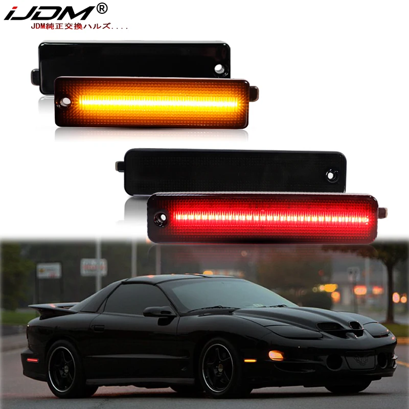 

iJDM Amber/Red Full LED Front +Rear Side Marker Light For 1998-2002 Pontiac Firebird Trans Am Turn Signal Light Lamps T10 12V