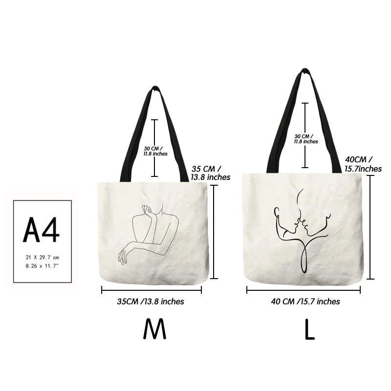 Modern Line Drawing Print Large Tote Eco Reusable Shopping Bags Women Ladies Shoulder Bag for Travel Outdoor Beach Folding Pouch