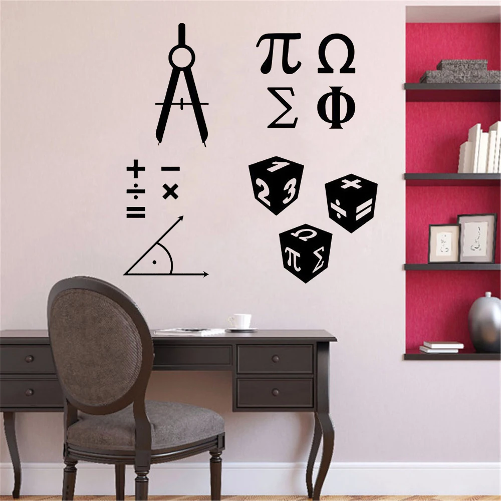 Mathematics Symbols Sign Wall Stickers Math Classroom School Decoration Mathematics Science Vinyl Wall Decal Murals