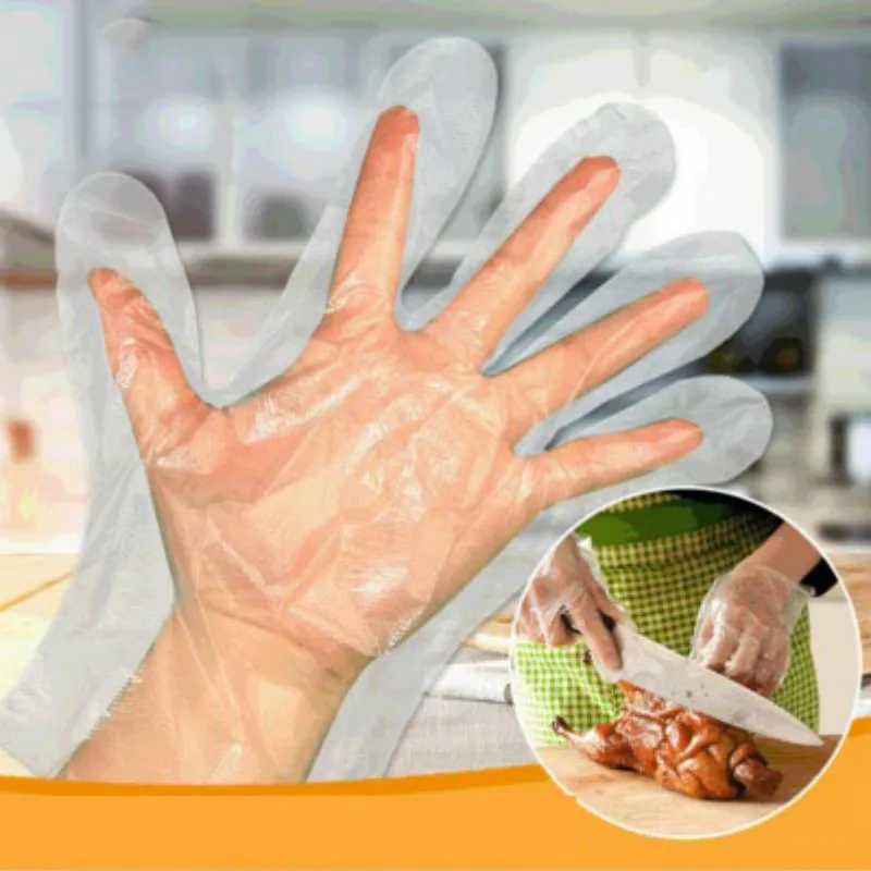 100/500/1000pcs Disposable Gloves One-off Plastic Glove For Restaurant Kitchen Food Cleaning Gloves BBQ Eco-friendly Gadget