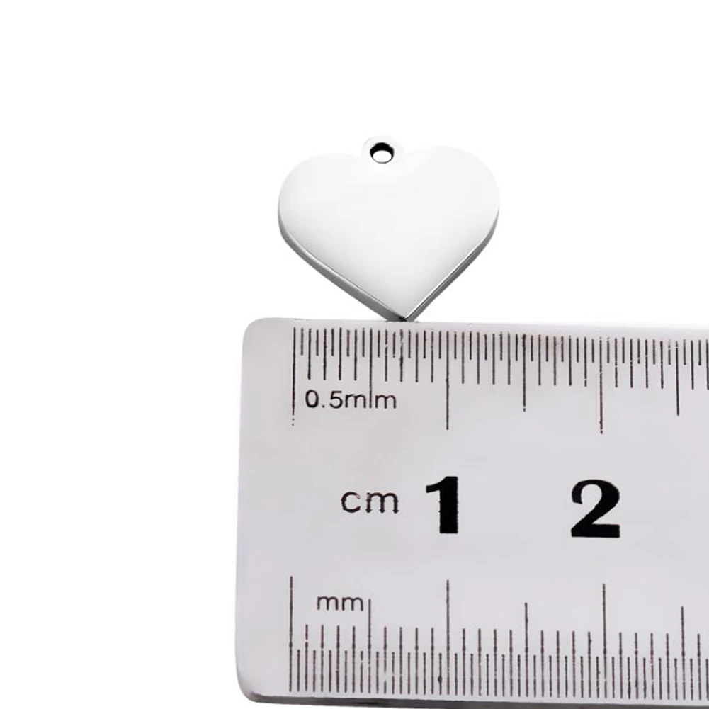 10Pcs Customized Charms Stainless Steel Heart Tag Engrave Logo Letter DIY Bracelet Necklace Pendant for Jewelry Making