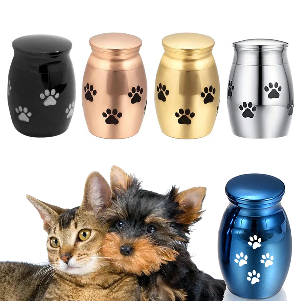 5 Colors Pet Cremation Urns Stainless Steel Ash Memorial Container Puppy Paw Dog Cat Perfect Resting Place Caskets Cat Memorial