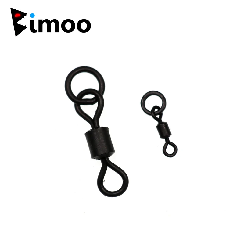 Bimoo 10 pcs Anti Glare Matt Black Finish Carp Fishing Swivel Rolling Snap With Ring Snap Connector Carp Fishing Accessories