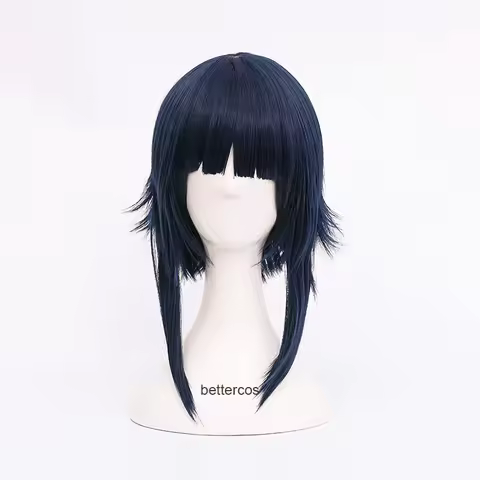 Anime Hyuga Hinata Cosplay Wigs Black Blue Mix Synthetic Hair Fluffy Party Carnival Role Play Wig Two Styles+ Wig Cap