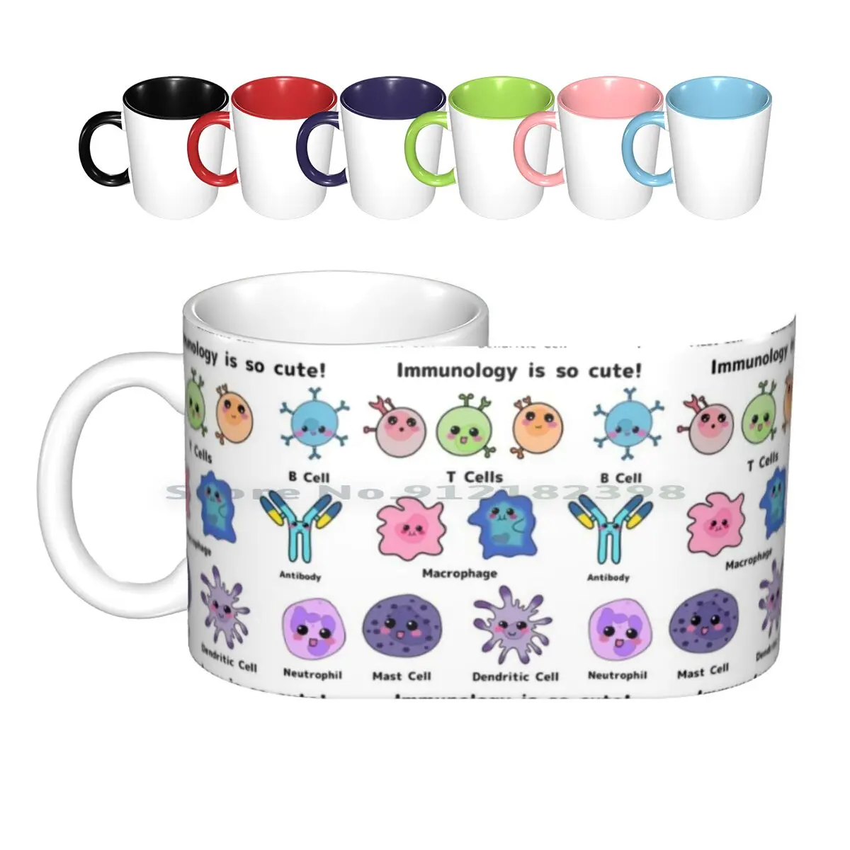 Immunology Is So Cute Version 2 Ceramic Mugs Coffee Cups Milk Tea Mug Immunology Immune Cells Immunologist Cell Biology