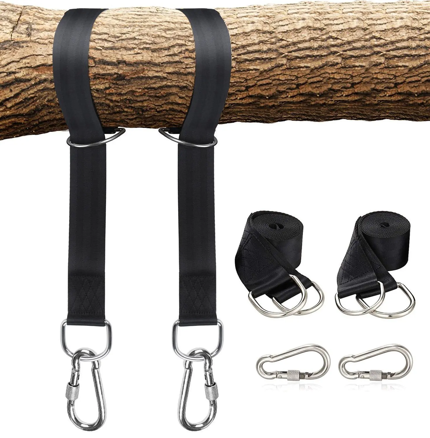 Nylon Yoga Hammock Straps Swing Hanging Kit Hammock Extension Rope Carabiner Outdoor Indoor Camping Hanging Belt Body Building