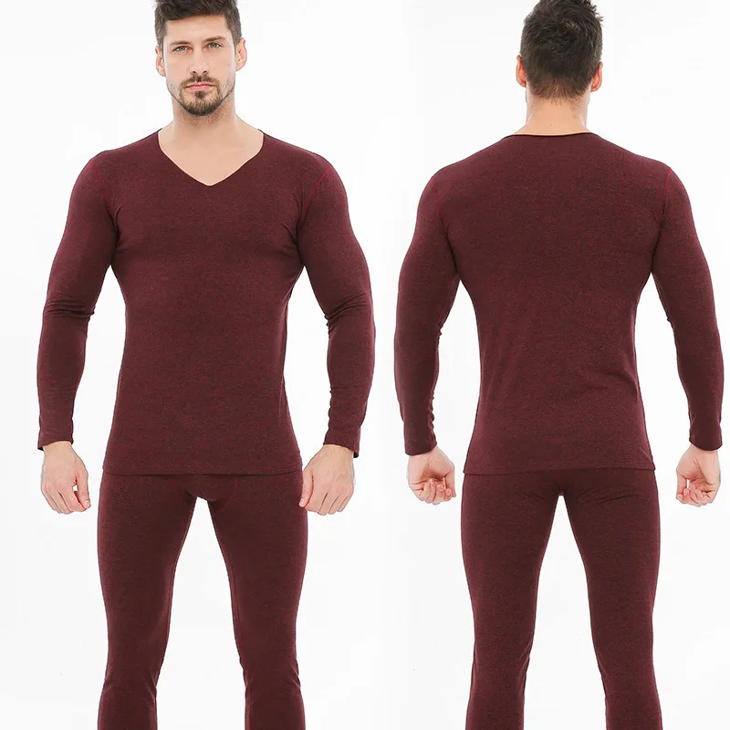 Men Warm Thick Autumn Winter Thermal Underwear Set Male Velvet V Neck Long Johns Underwears For Men Thermal Tops + Bottoms MY300