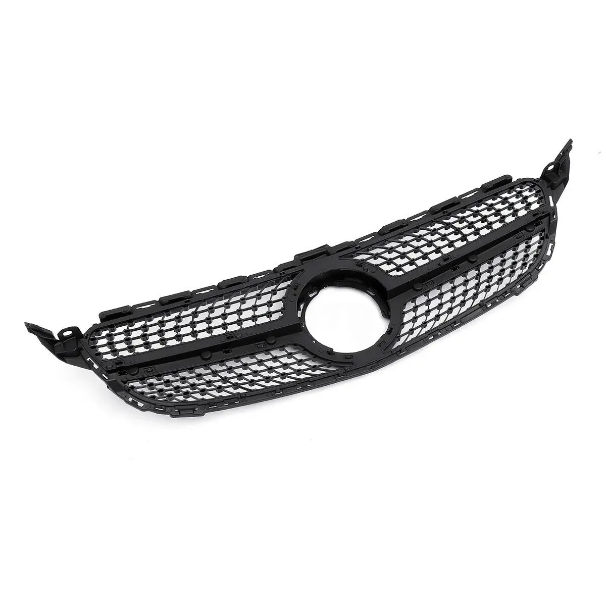 Front Grille For Mercedes Benz W205 C Class 2019-2021 C43 AMG C200 C250 C300 Black/Silber Upper Bumper Hood Mesh Racing Grills