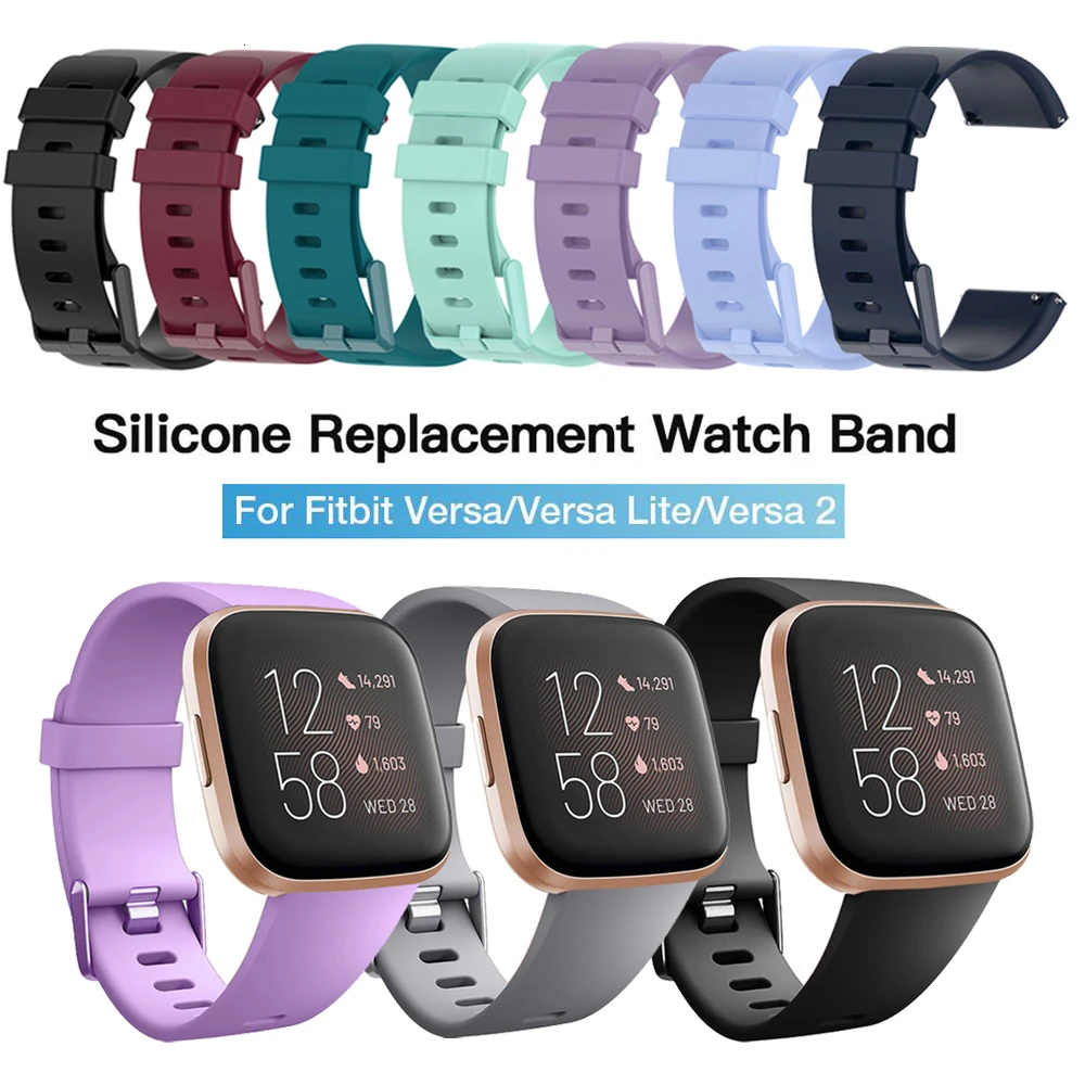Phụ Kiện Dây Đeo Fitbit Versa 2 Ban Nhạc Mềm Silicon Chống Thấm Nước Thay Thế Dây Đeo Đồng Hồ Cho Fitbit Versa/Versa 2