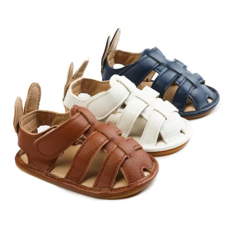 Soft PU Baby Non-Slip Sandals Child Summer Boys Fashion Sandals Sneakers Infant Shoes Non-Slip Closed Toe Safety Baby Shoes