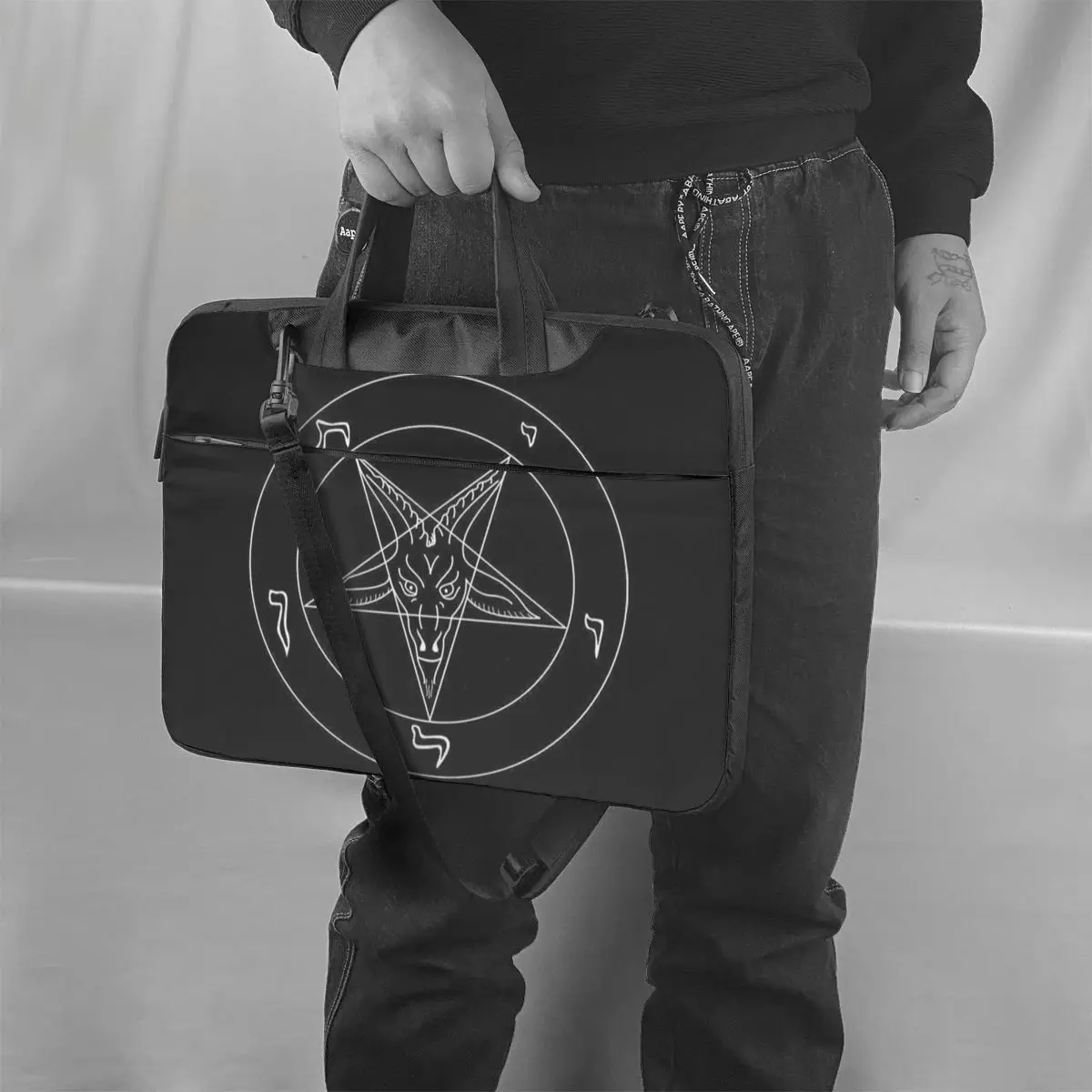 The Church Of Satan Might Laptop Bag Case Protective Vintage Computer Bag Bicycle Crossbody Laptop Pouch