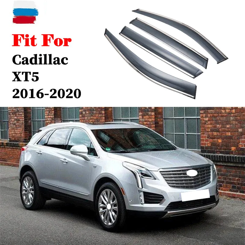 หน้าต่าง Rain Shield ด้านข้าง Deflectors หน้าต่างสำหรับ Cadillac XT5 2016-2020หน้าต่าง Visor รถ Wind Shield Sun ฝน Visors อุปกรณ์เสริม