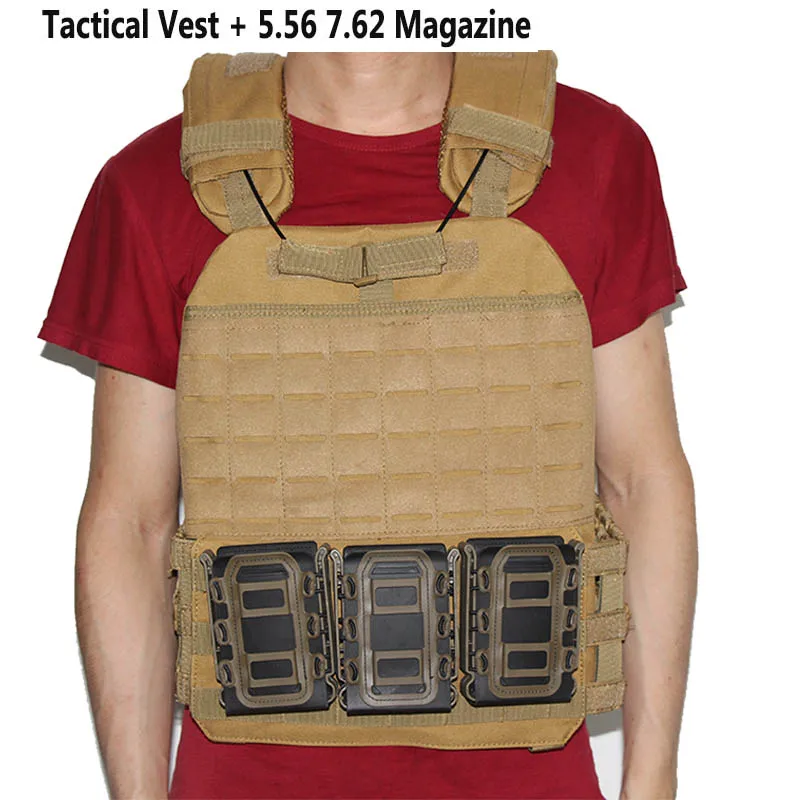 Tactical Molle Vest with 5.56 7.62mm Magazine Pouch Body Armor Plate Carrier Vest Chest Rigs Hunting CS Military Protective Vest