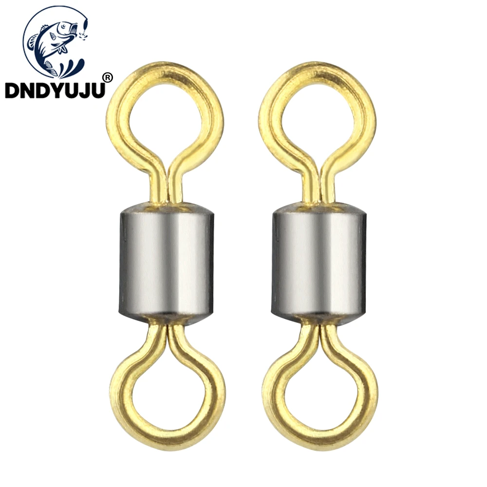 DNDYUJU 100pcs Fishing Swivel Rolling Solid Swivel Stainless Steel Copper Double Color Golden 6#-12# Fishing Tackle Accessories