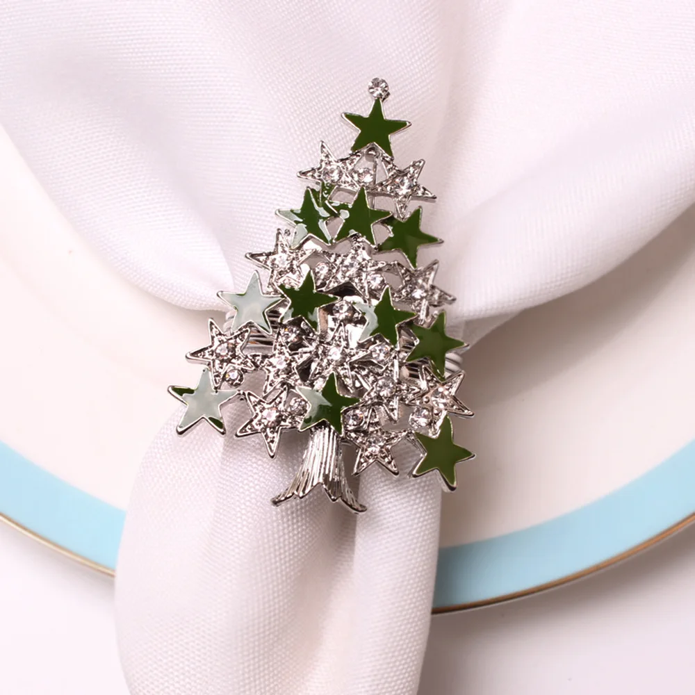 1pc Christmas Napkin Ring Holders Xmas Table Decoration For Home Metal Reindeer Horn Tissue Ring Wedding Banquet Hotel Table Sup