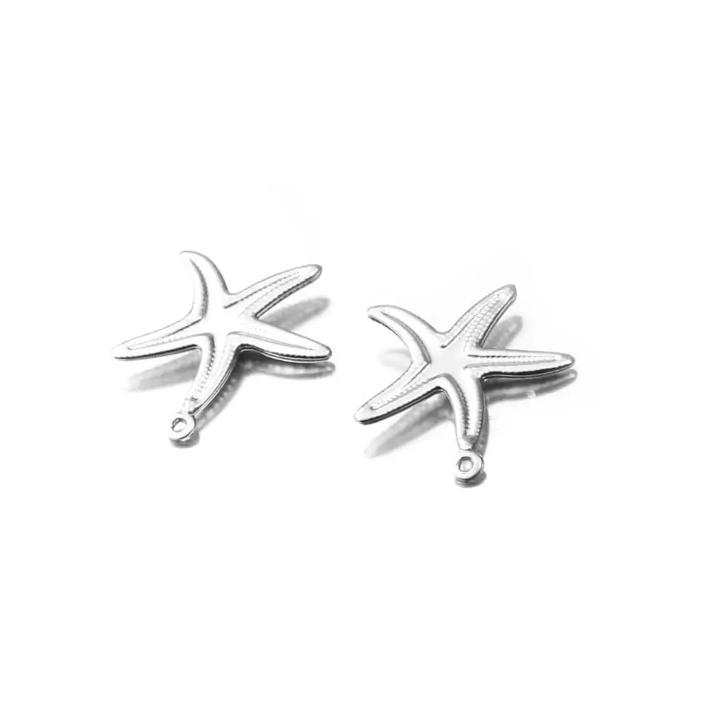 Aiovlo 20pcs/lot Charms Small Starfish Star Sea Shell Beach Stainless Steel Making Pendant for DIY Jewelry Bracelet Necklace