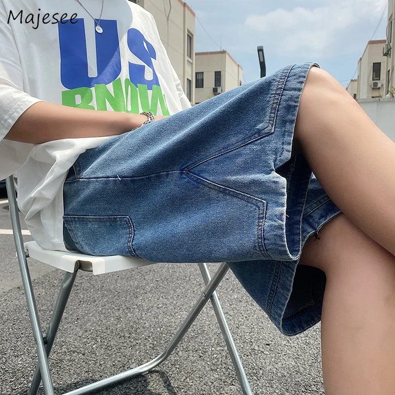 

Retro Blue Denim Casual Shorts Men Summer Loose Harajuku Hip Hop Ins Fashion Baggy All-match Basic Designer Multi Pockets Teens