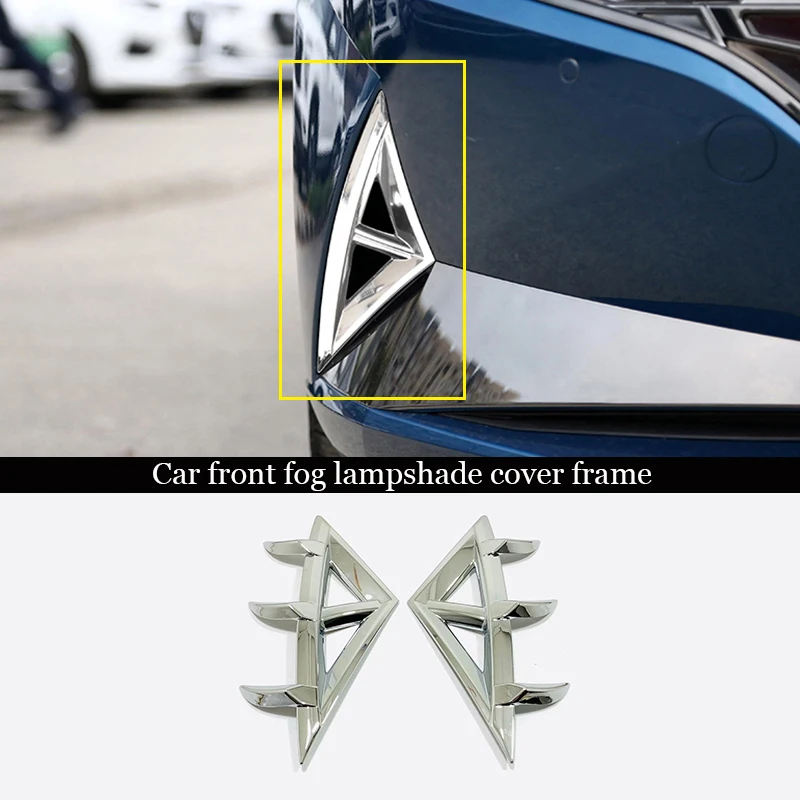 

For Hyundai Elantra CN7 2020 2021 ABS Chrome Car front fog lampshade frame Cover Trim Sticker Decoration Accessories 2pcs