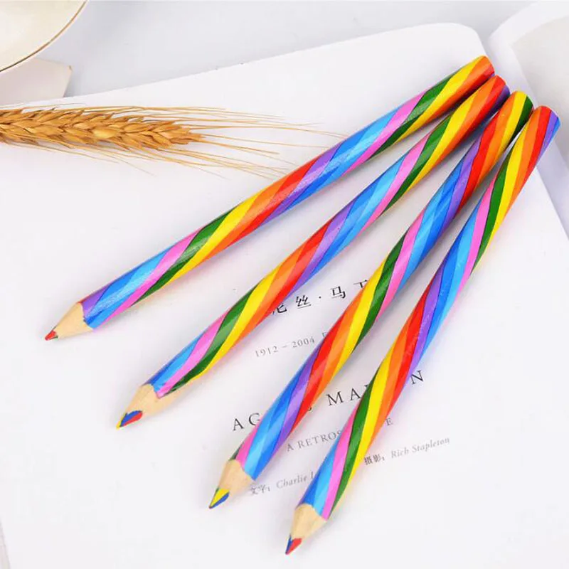 Lápis de madeira arco-íris para crianças, lápis ambientais, 4 cores misturadas, grafite profissional, material escolar, papelaria
