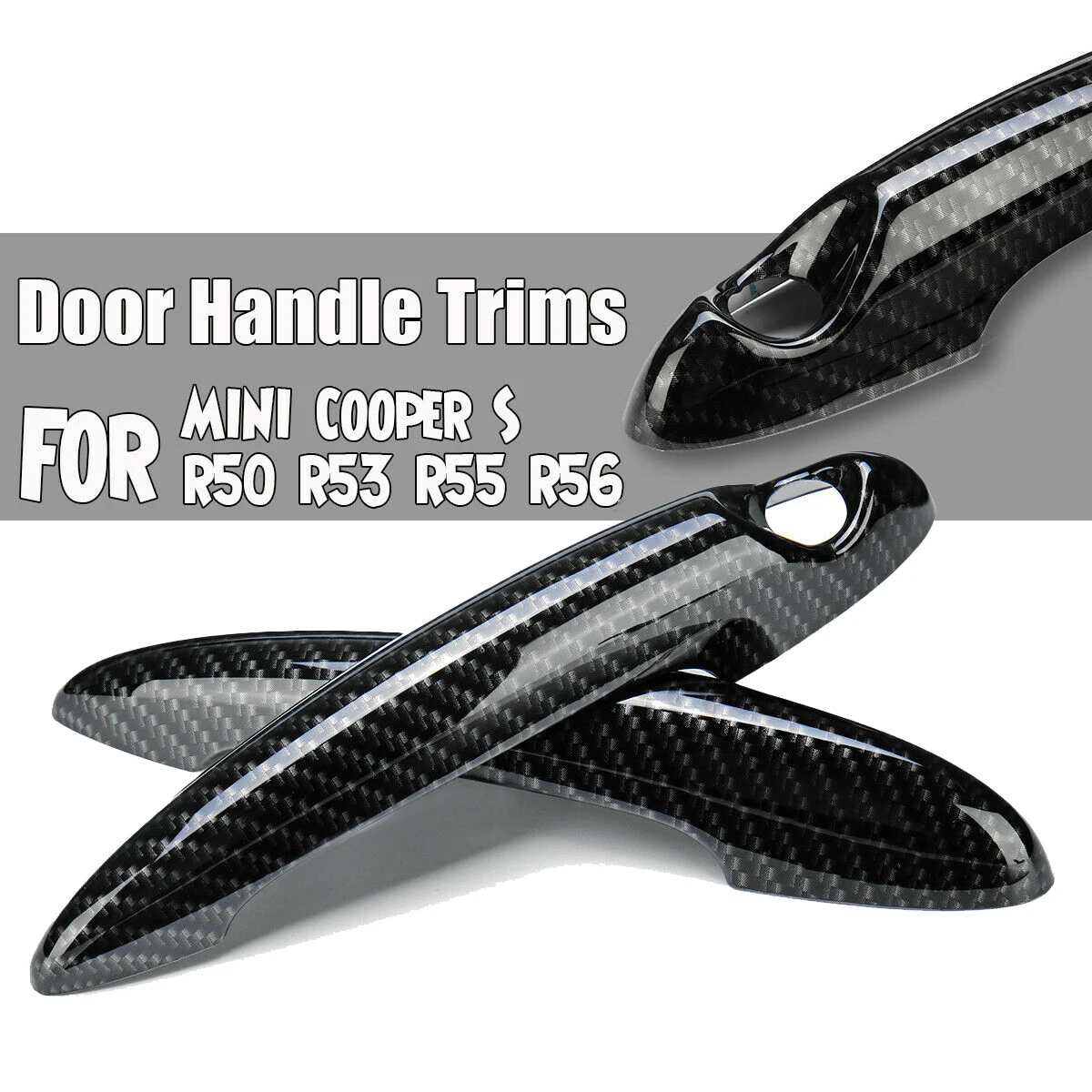 Glossy black door handle cover, ABS car exterior trims for MINI Cooper S R50 R52 R53 R55 R56 R57 R58 R59 R61, 2pcs/set/set