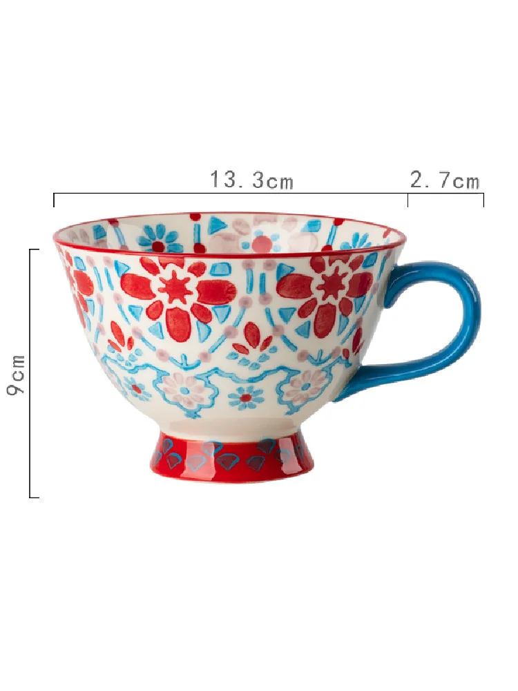 Ceramic Tea Coffee Cups Breakfast Milk Mugs Birthday Presents Wedding Gifts Japanese Style Tableware Underglaze Color 420ML