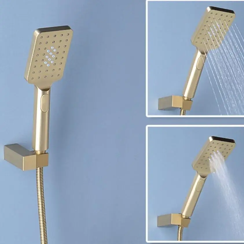 

Матовый золотой набор для душа из АБС-пластика, настенный встроенный смеситель для душа в ванную комнату, матовый черный комплект для душа