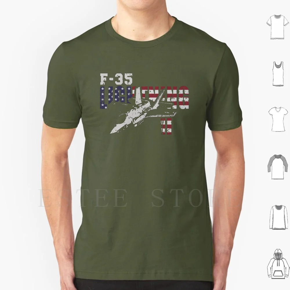 F-35 Lightning Ii Usaf Stealth Multirole Fighter Jet Usa Flag T Shirt Men Cotton 6xl F 35 Lightning F 35 Lightning Stealth