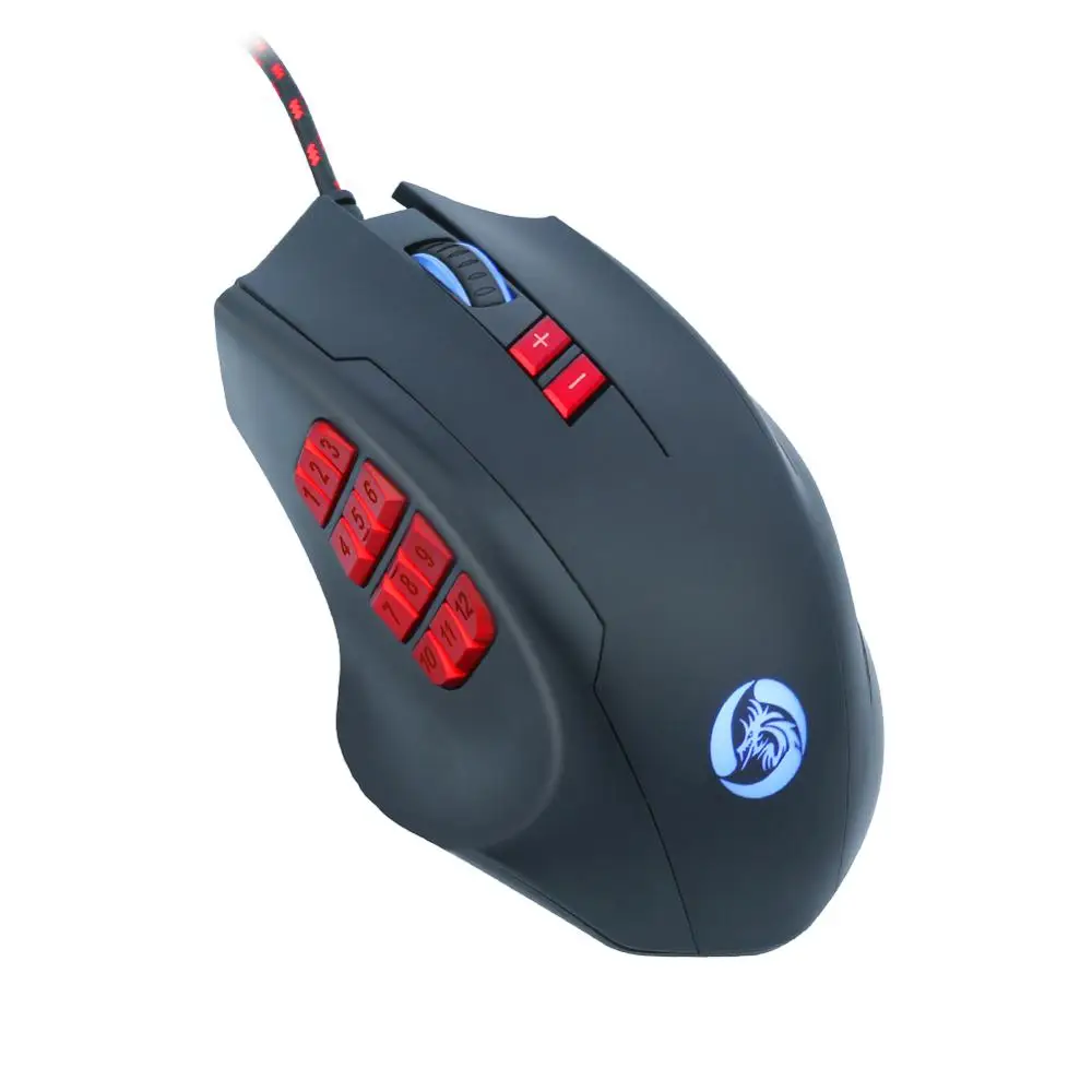 G603 Wired Gaming Mouse MMO RGB LED Backlit Computer Mice with 12 Side Buttons 10000 DPI Perdition for Windows PC Gaming