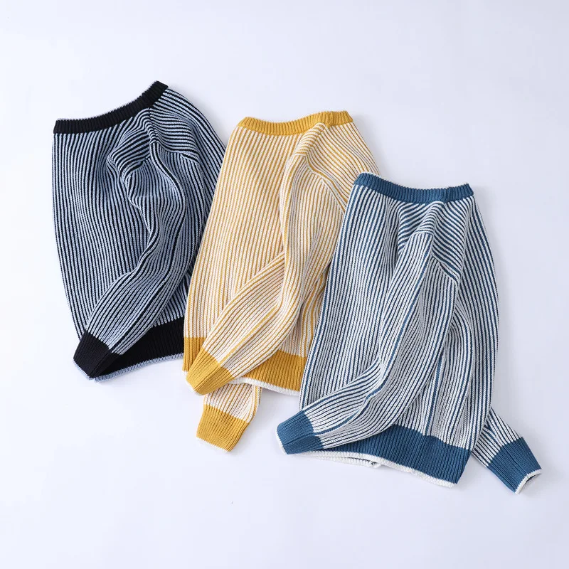 Kids Boys Striped Sweater Boys Autumn Winter Casual Sweaters Children Knitted Pullover Kids Cotton Outerwear