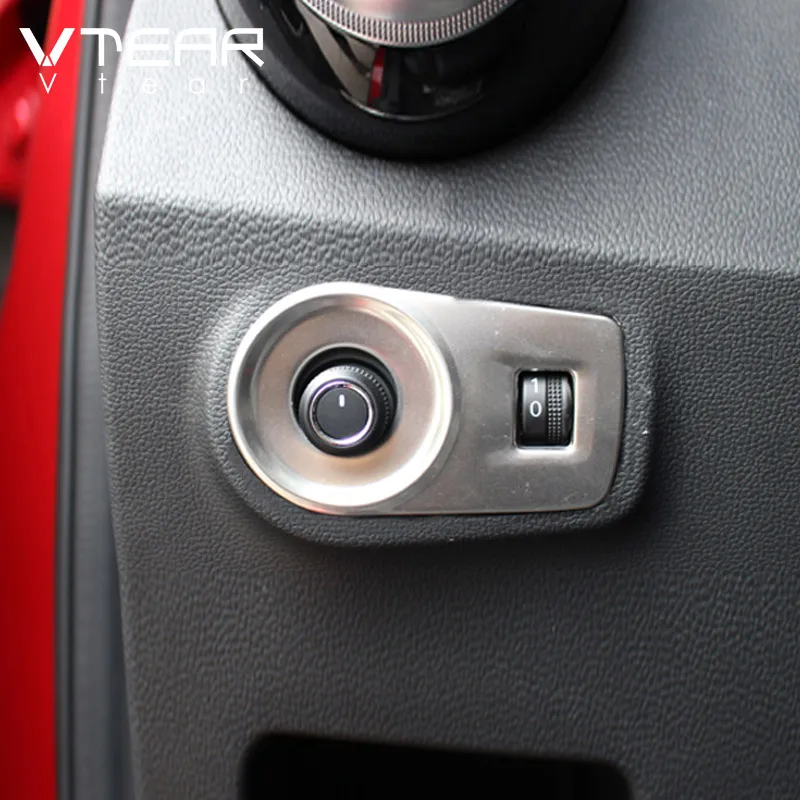 Vtear for MG ZS Car Rearview Mirror Button Frame Cover Stainless Steel Switch Strip Trim Decoration Accessories Interior parts
